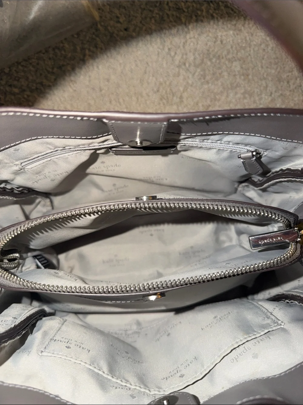 kate spade Gray Suede & Leather Top-Handle Shoulder Bag